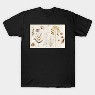 Floral Garden Botanical Print with wild flowers T-Shirt